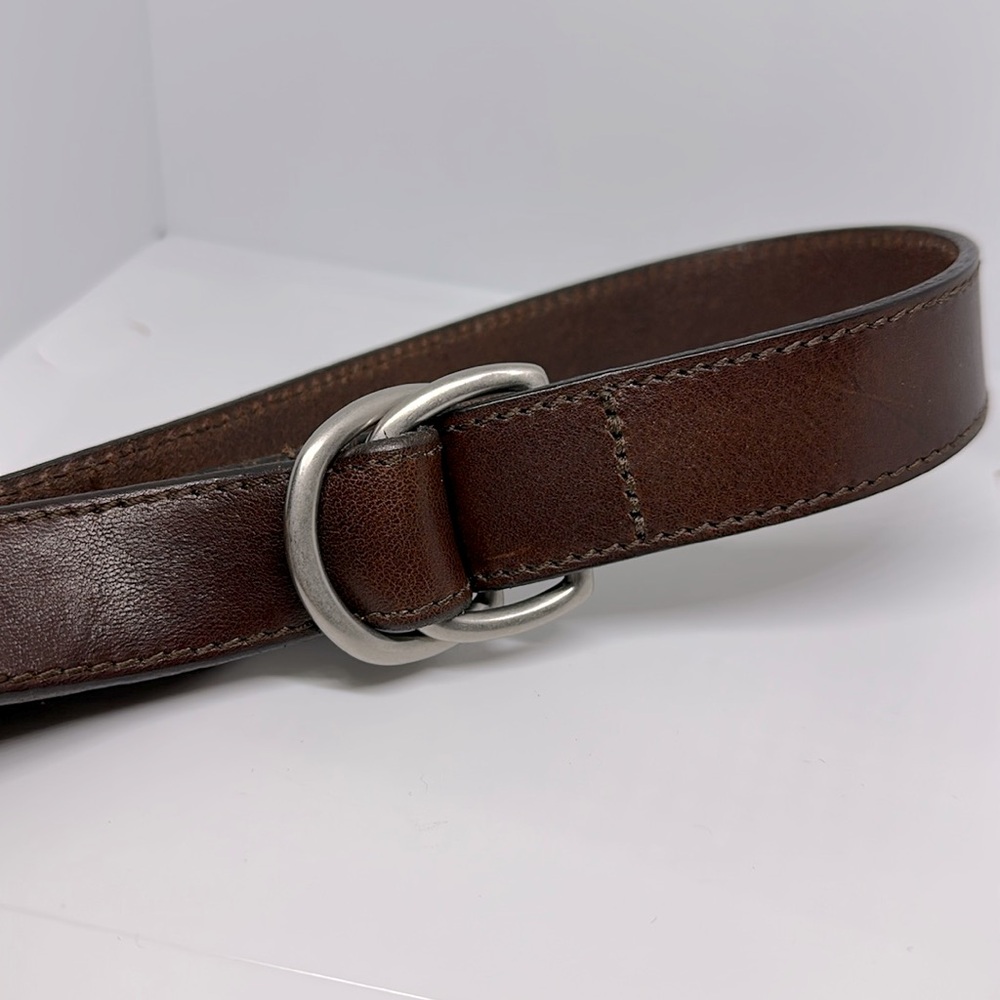🫎 men’s brown A&F Abercrombie & Fitch leather belt W brass buckle - Picture 3 of 4